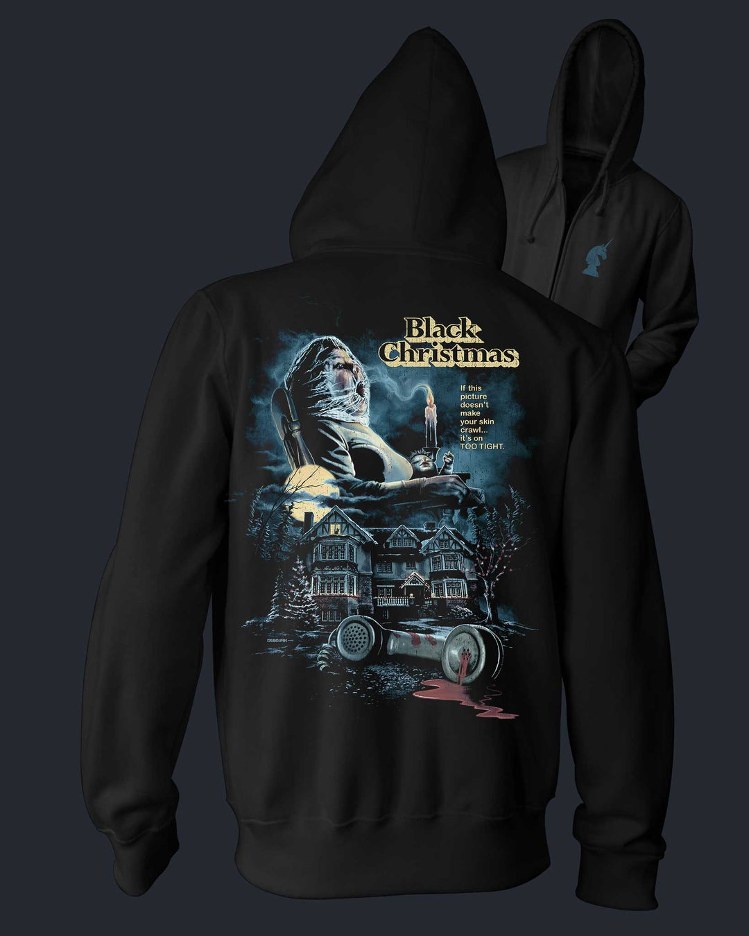 Black Christmas Zippered Hoodie Fright Rags